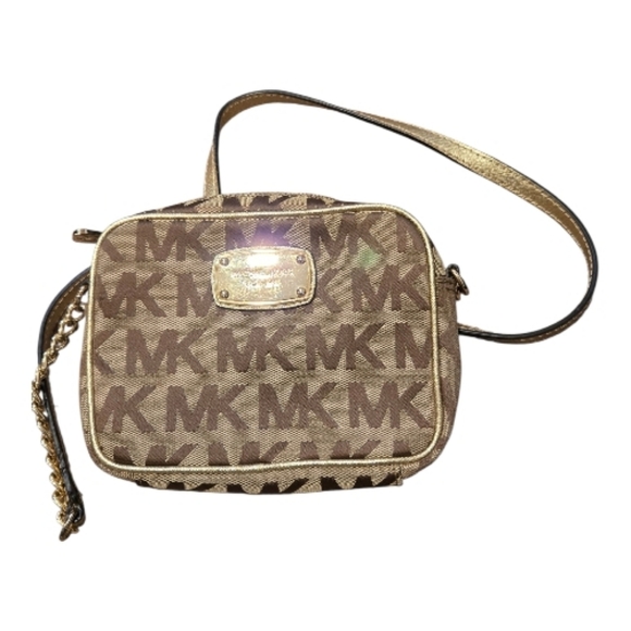 KORS Michael Kors Handbags - Kors Michael Kors Gold Canvas Mini Bag